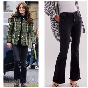 MOTHER Jeans Women Size 26 Black The Weekender Deep End Flare Stretch Denim